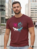 Pánske bavlnené streetwearové tričko bordové FashionStreet NX5100R