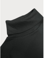Priliehavé rebrované šaty v tmavej khaki farbe s rolákom Rue Paris (5133)