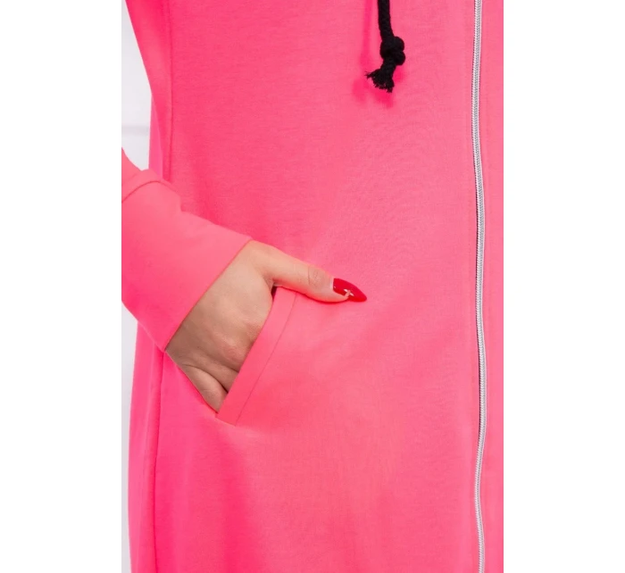 Šaty s kapucňou mikina ružová neónová
