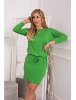 Svetlo zelené viskózové šaty s viazaním v páse