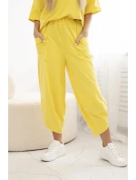 Bavlněný komplet halenka + kalhoty žlutý Bavlněný komplet halenka + kalhoty žlutý