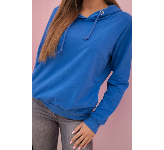 Dámska bavlnená mikina s kapucňou a vreckami v striebornej farbe