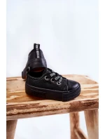 Dziecięce Skórzane Trampki BIG STAR KK374059 Czarne Dziecięce Skórzane Trampki BIG STAR KK374059 Czarne