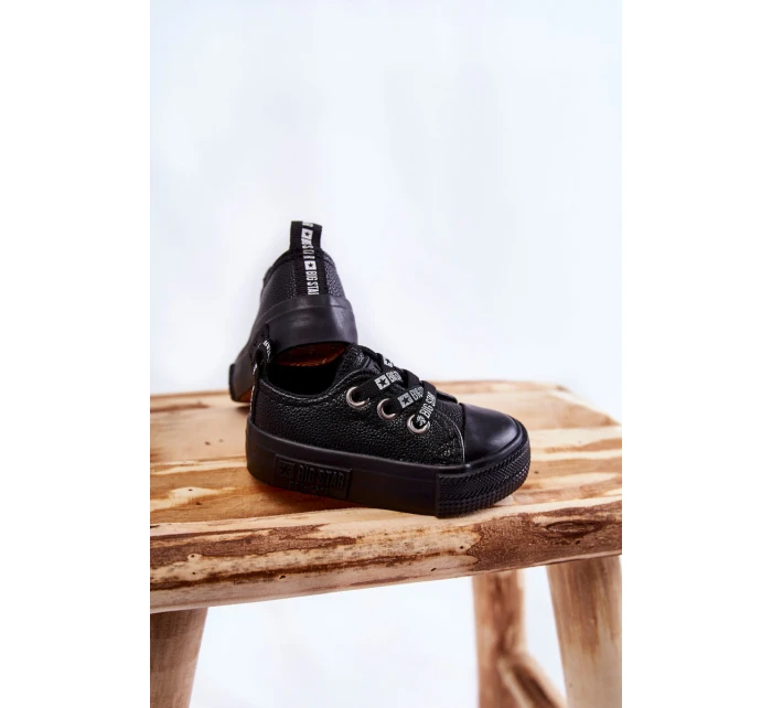Dziecięce Skórzane Trampki BIG STAR KK374059 Czarne Dziecięce Skórzane Trampki BIG STAR KK374059 Czarne
