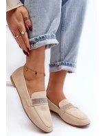 Damskie Mokasyny Z Cyrkoniami Beżowe Ralrika