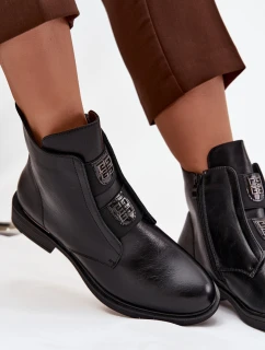 Dámské zimní kotníkové boty na nízkém podpatku s ozdobami Černé model 21712138 - EVENTO