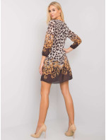 OCH BELLA Béžové šaty s leopardím vzorom