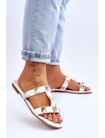 Dámské pantofle s velkými cvočky Bíle Mercure Dámské pantofle s velkými cvočky Bíle Mercure