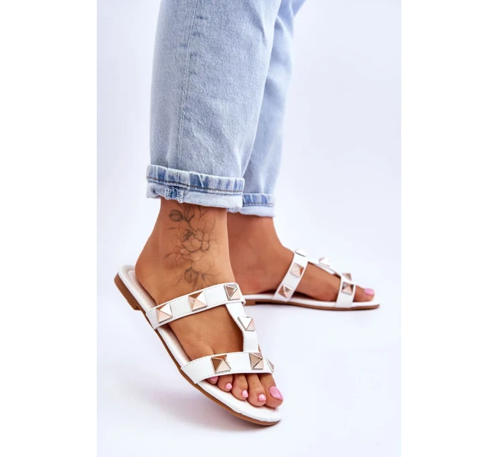 Dámské pantofle s velkými cvočky Bíle Mercure Dámské pantofle s velkými cvočky Bíle Mercure