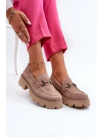 Robustné dámske béžové semišové mokasíny Neloria Robustné dámske béžové semišové mokasíny Neloria