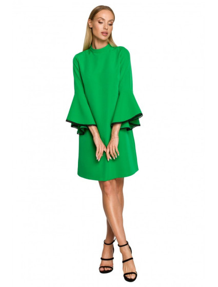 Dámske šaty áčkového strihu s anjelskými rukávmi M698 - zelené