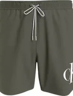 Pánske plavky MEDIUM DRAWSTRING KM0KM01003 LDY olivovo zelená - Calvin Klein