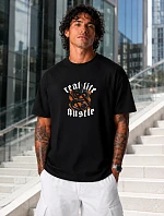 Pánske bavlnené tričko nadrozmernej veľkosti s čiernou potlačou FashionStreet NX1004R