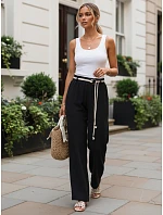 Dámske nohavice so širokými nohavicami, čierne, FashionStreet UY3073 Dámske nohavice so širokými nohavicami, čierne, FashionStreet UY3073