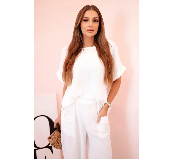 Viskózová blúzka + nohavice biela