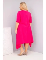 Dámska bavlnená sukňa s asymetrickým lemom v nadmernej veľkosti Fuchsia