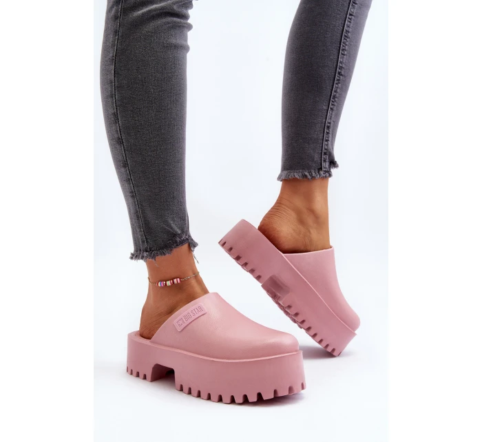 Dámské žabky s masivní podrážkou Big Star model 21649453 Růžové - Big Star Shoes Dámské žabky s masivní podrážkou Big Star model 21649453 Růžové - Big Star Shoes