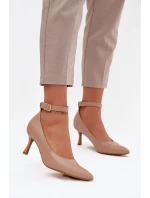 Lodičky s páskem tmavě béžové model 21757649 - Boto