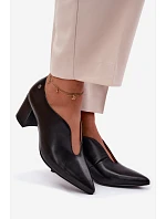 Kožené dámské polobotky na podpatku Maciejka K7469-01 Černé