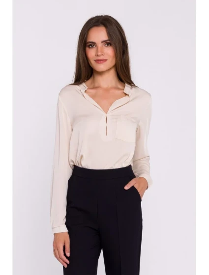 S375 Blúzka s dlhými rukávmi - béžová