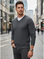 Svetlo šedý pánsky sveter s golierom FashionStreet WX2316