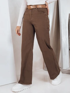 Dámske široké hnedé džínsy FashionStreet UY2845