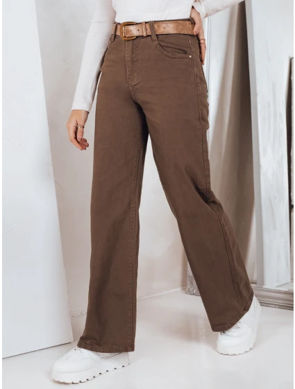 Dámske široké hnedé džínsy FashionStreet UY2845