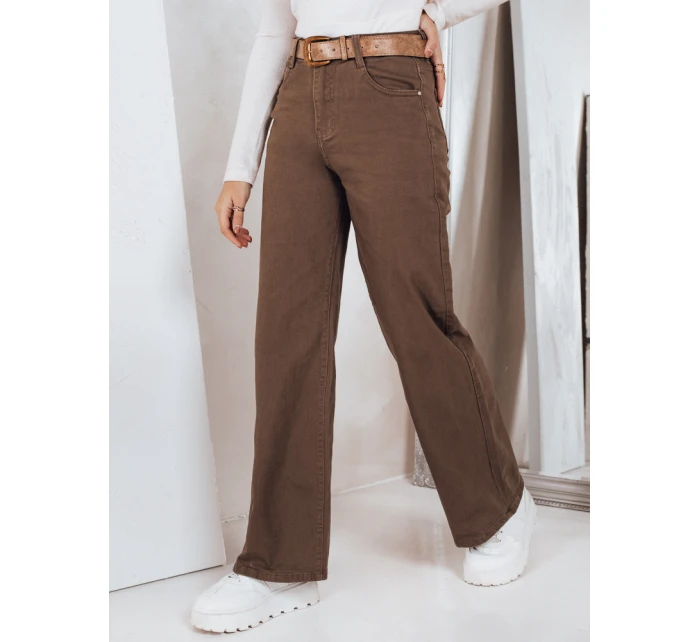 Dámske široké hnedé džínsy FashionStreet UY2845