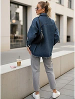 Dámska tmavomodrá džínsová košeľová bunda FashionStreet TY5689