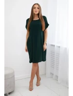 Šaty s vreckami tmavozelené