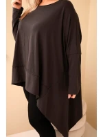 Dámska bavlnená tunika v nadmernej veľkosti s asymetrickým spodným dielom Dámska bavlnená tunika v nadmernej veľkosti s asymetrickým spodným dielom