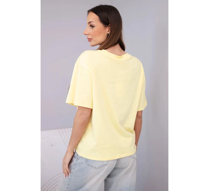 Dámská bavlněná basic halenka s krátkým rukávem žlutá