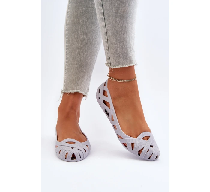 Damskie Gumowe Baleriny Szare Salam