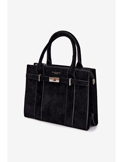 Kufříková kabelka z imitace semiše Černá Noressa