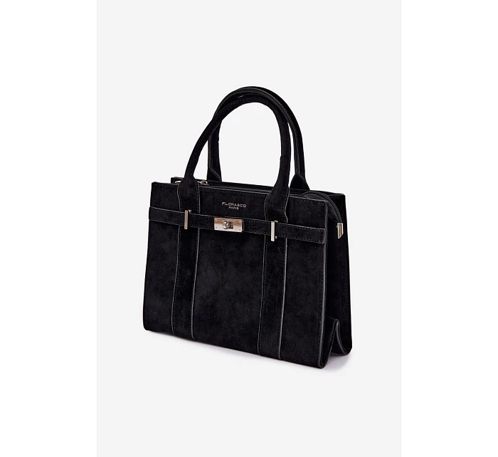 Kufříková kabelka z imitace semiše Černá Noressa