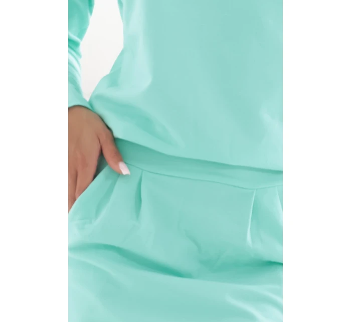 Mikinové šaty s vreckami 189-12 mint - Numoco Mikinové šaty s vreckami 189-12 mint - Numoco