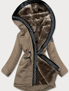Béžová dámská bunda s kožešinovou podšívkou model 21345424 - S'WEST