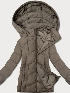 Béžová dámská vypasovaná bunda s kapucí model 20991167 - J.STYLE