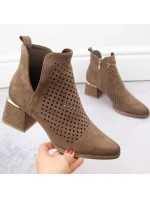 Semišové čižmy na podpätku Potocki W WOL213B hnedé