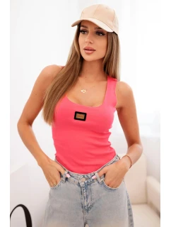 Dámsky prúžkovaný top s ozdobnou aplikáciou ružovej farby