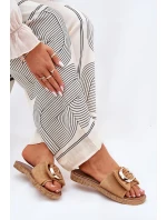 Płaskie Klapki Damskie Z Ozdobnym Detalem Camel Nellodra Płaskie Klapki Damskie Z Ozdobnym Detalem Camel Nellodra