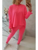 Sada s oversize halenkou růžová neonová