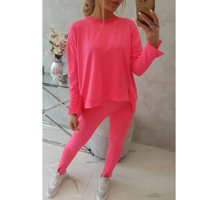 Sada s oversize halenkou růžová neonová