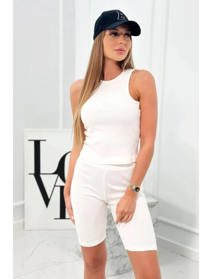 Set 3 v 1 model 18754009 top a krátké legíny ecru - K-Fashion Set 3 v 1 model 18754009 top a krátké legíny ecru - K-Fashion