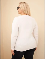 Dámský svetr Plus Size z baby alpaky s dlouhým rukávem béžový Dámský svetr Plus Size z baby alpaky s dlouhým rukávem béžový