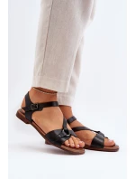 model 21649966 Dámské kožené sandály černé - Zazoo