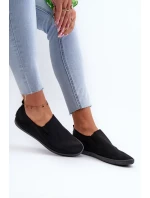 Damskie Tenisówki Trampki Slip-On Czarne Lovinia