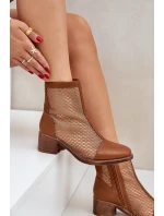 Síťované Dámské Boty Na Podpatku Hnědé model 21683781 - Boto Síťované Dámské Boty Na Podpatku Hnědé model 21683781 - Boto