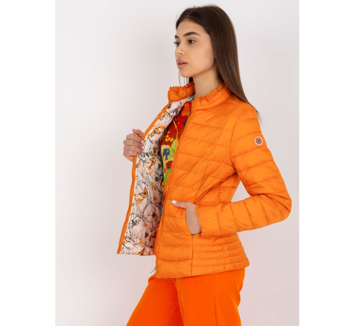 Oranžová prešívaná bunda bez kapucne