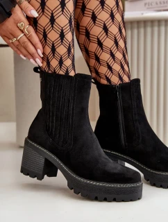 Dámske členkové topánky na podpätku Eco Suede Insulated Black Nevitas